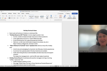 Dr. Stephanie Meredith, a middle-aged woman with brown hair, presenting a document over Zoom